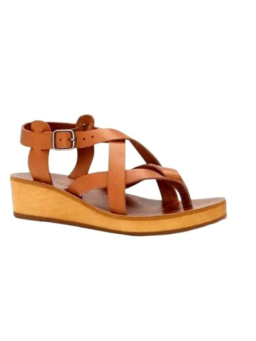 Lucky Brand Womens Tan Chestnut Leather Strappy Sandals 9 Boho Cottage Core